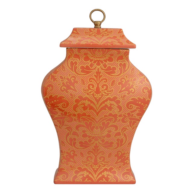 Williamsburg for Port 68 Richmond Damask Coral Jar For Sale