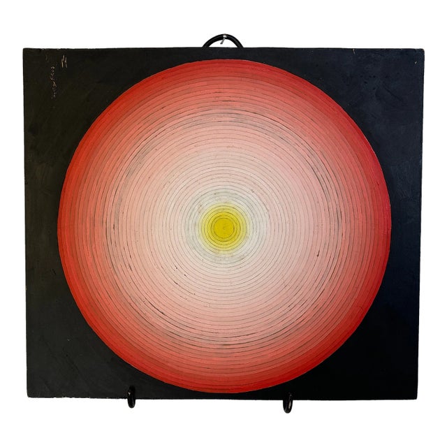 Op Art Abstract Painting on Board For Sale