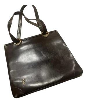 1980s Iconic Brown Leather and Brass Shoulder Bag by Roberta Di Camerino
