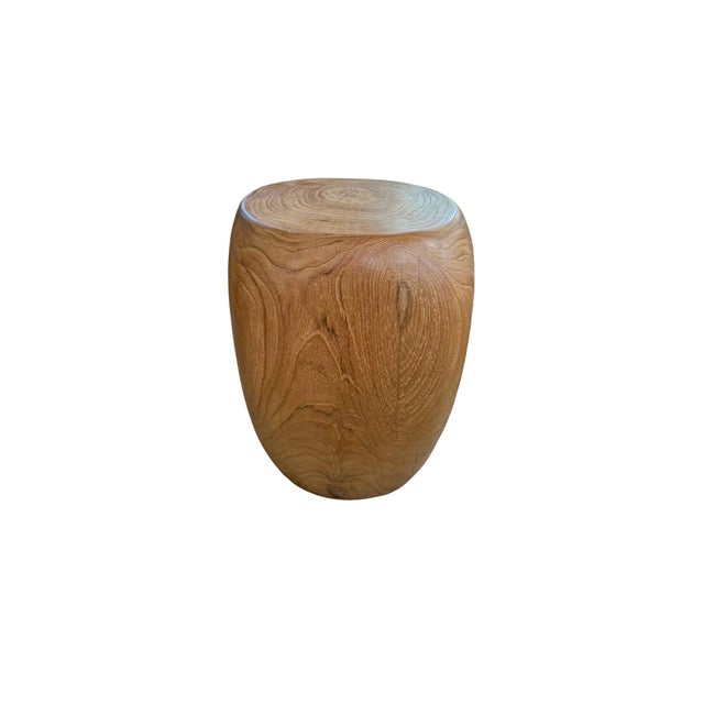 Sculptural Teak Wood Stool, Modern Organic For Sale - Image 4 of 6
