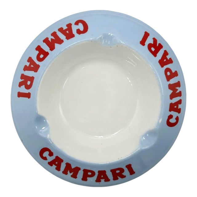 Vintage Campari Italy Blue Ceramic Ashtray For Sale