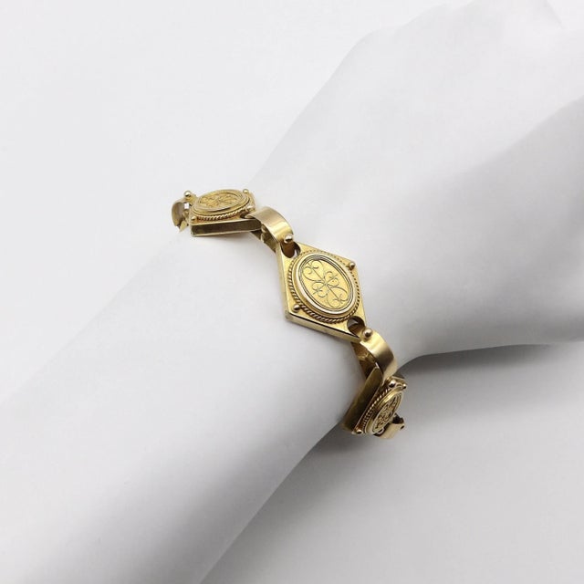 Late 19th Century Victorian 14K Gold Cannetille Etruscan Revival Bracelet For Sale - Image 5 of 6