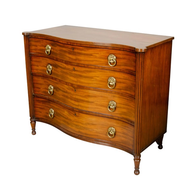 Regency Mahogany Serpentine Chest of Drawers For Sale - Image 4 of 13