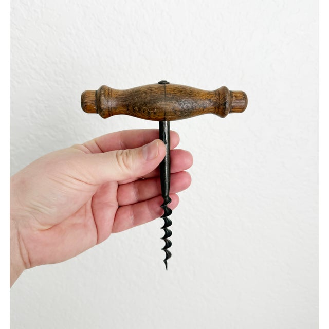 Antique Wood and Steel Cork Screw For Sale In Sacramento - Image 6 of 6
