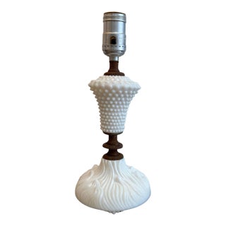 Petite Vintage Art Deco Milk Glass Lamp For Sale