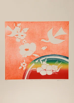 Mireille Kramer, Birds, Rainbow V, Aquatint Etching