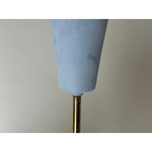 1950s Mid-Century Brass and Textured Glass Pendant, 1950s For Sale - Image 5 of 16