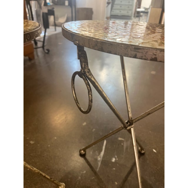 1960s Pair of Italian Gold Folding Mosaic Side Tables For Sale - Image 5 of 10