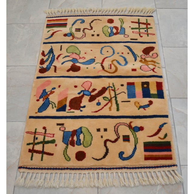 Kandinsky - Four Parts - Inspired Hand Knotted Area Rug Small Rug 2′7″ × 4′2″ For Sale - Image 13 of 18