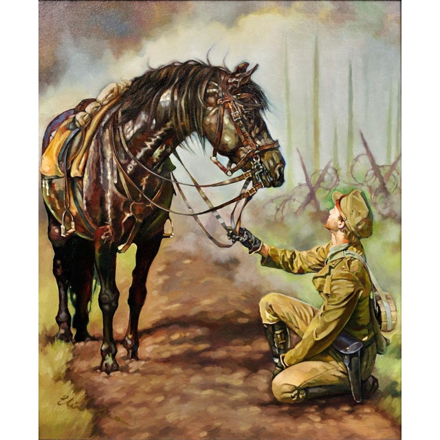 Elin Siân Blake. Welsh ( b.1981). War Horse. Lest We Forget. Oil On Artist’s Canvas Board. Signed Lower Left. Image size...
