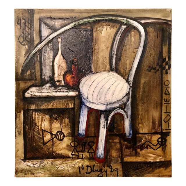 Vitaly Dlugy White Chair, 1989 Oil on Canvas For Sale - Image 13 of 13