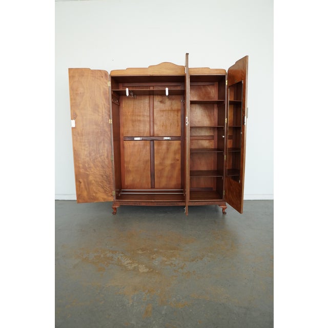 Wood Antique Wylie & Lochhead Glasgow Burl Walnut Armoire Wardrobe For Sale - Image 7 of 18