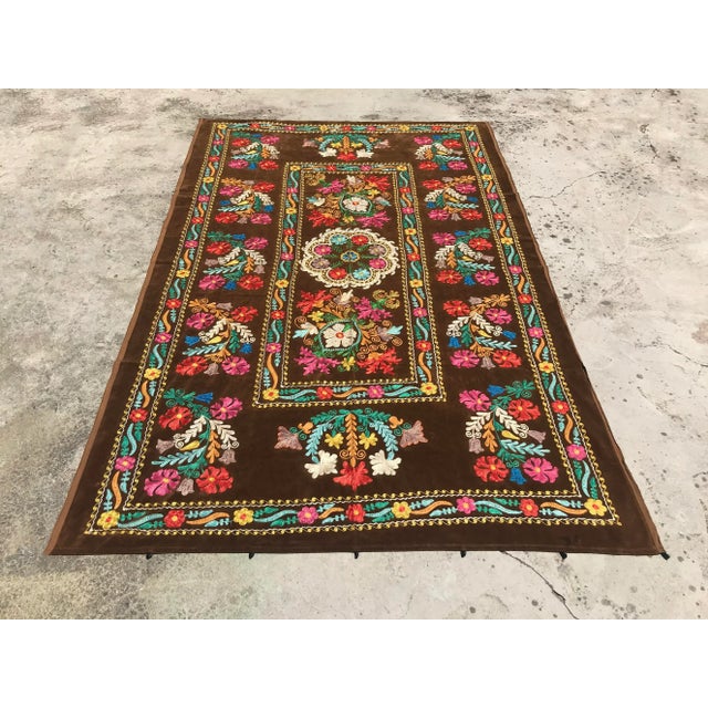 Brown Vintage Colorful Wall Decor Textile Art For Sale - Image 8 of 8