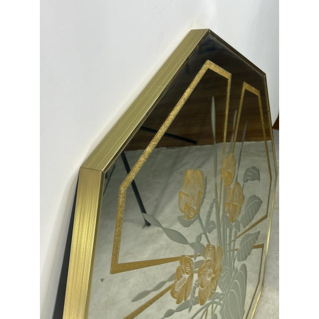 Metal Vintage Windsor Art Metal Framed Wall Mirror Floral Design For Sale - Image 7 of 10