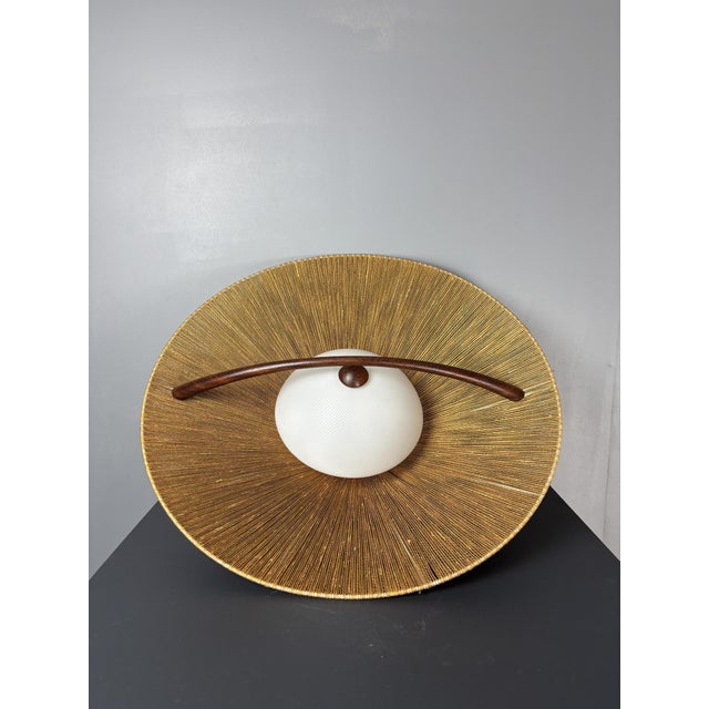 Large Mid-Century Teak and Sisal Cord Pendant from Temde Leuchten, 1960s For Sale - Image 13 of 14