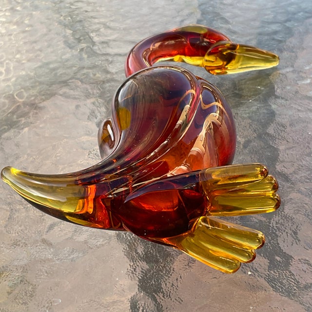 Mid-Century Modern Mid Century Murano Styled Amberina Duck For Sale - Image 3 of 3