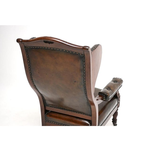 Antique William IV Leather and Walnut Wing Back Armchair, 1820s For Sale - Image 13 of 18