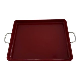 1990s Pottery Barn PartyWare Red Enameled Tray For Sale