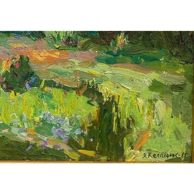Spring Painting Rural Landscape Impressionism Antique Oil Painting Original Soviet Art Ukrainian Artist Kalatsyuk y.a. 24-34 1985 For Sale - Image 6 of 6