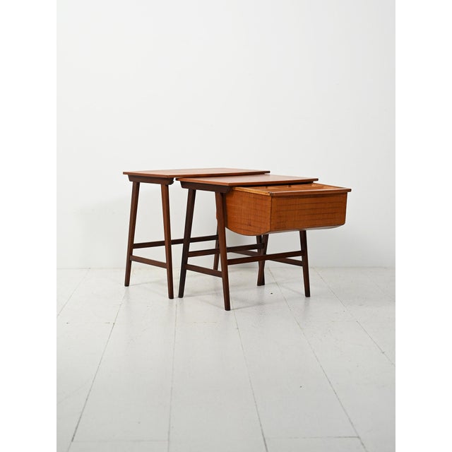 Scandinavian Nesting Coffee Tables with Wool Storage, 1960s, Set of 2 For Sale - Image 4 of 14