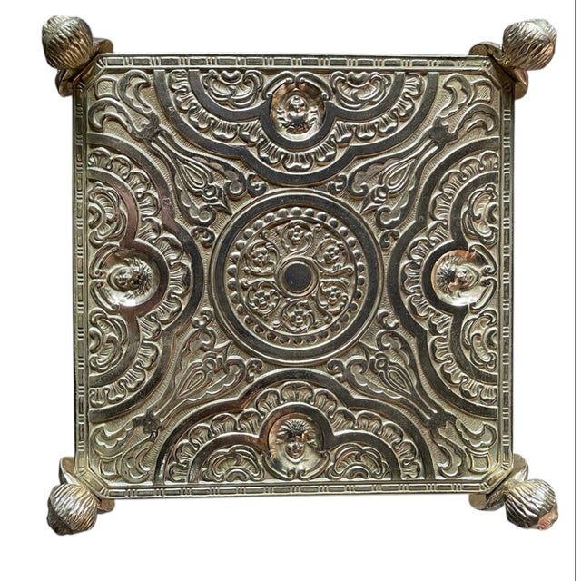 19th Century Edwardian Embossed Brass Side Table For Sale In Austin - Image 6 of 13