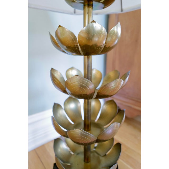 1960s 1960s Feldman Brass Lotus Lamp For Sale - Image 5 of 5