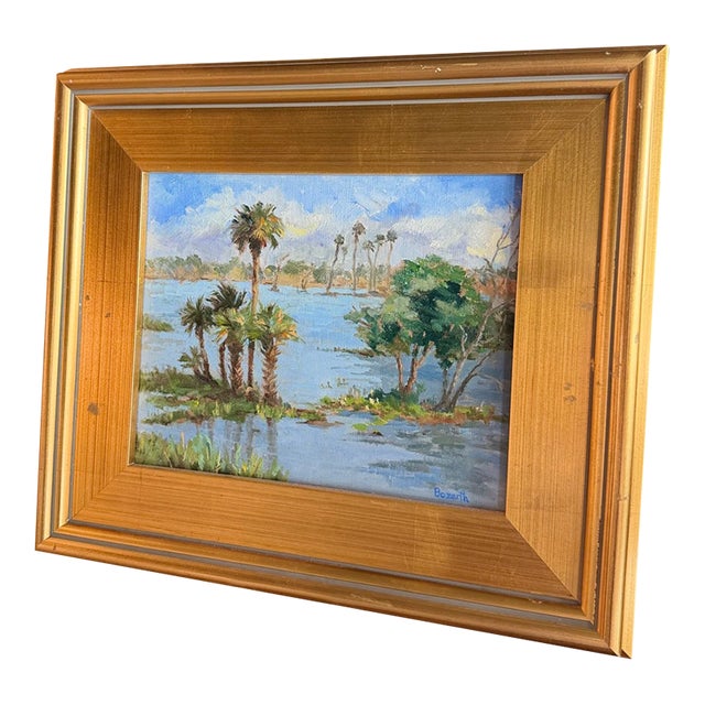Framed, Signed Oil on Board Painting of Florida Landscape For Sale