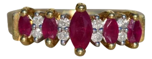 The Artois: Ladies 14K Gold Band set with Diamonds and Rubies