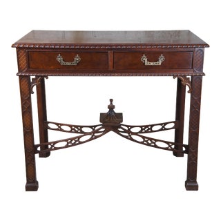 Vintage Chinese Chippendale Mahogany Carved Console Hall Table For Sale