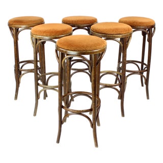 Bentwood Bar Stools from Ton, 1960s, Set of 6 For Sale