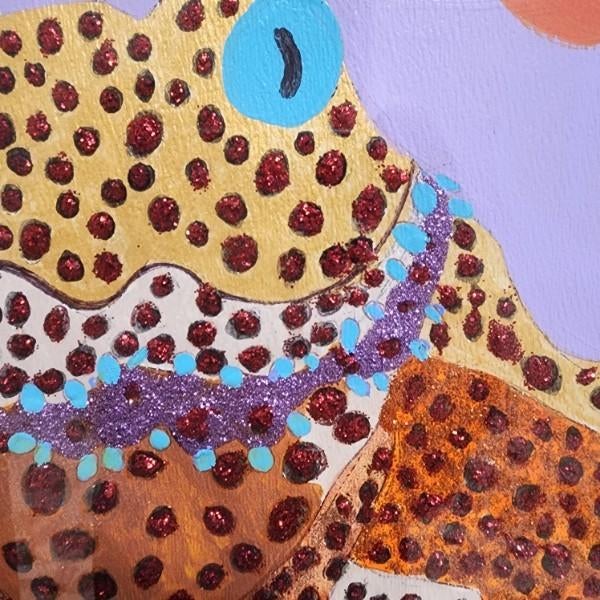 Whimsical Glitter Frog Painting - Betsey Fowler Original "Diamonds" - Signed For Sale - Image 9 of 12