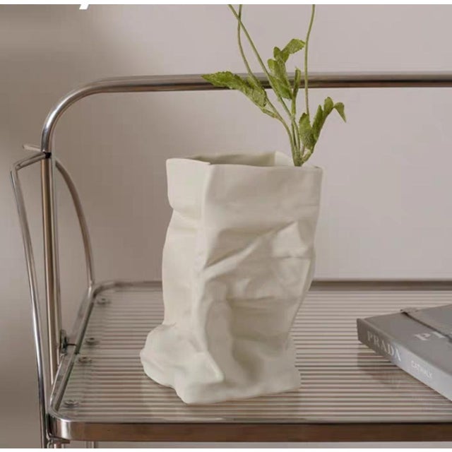 Vintage Paper Bag Folded Porcelain Vase For Sale In Des Moines, IA - Image 6 of 7
