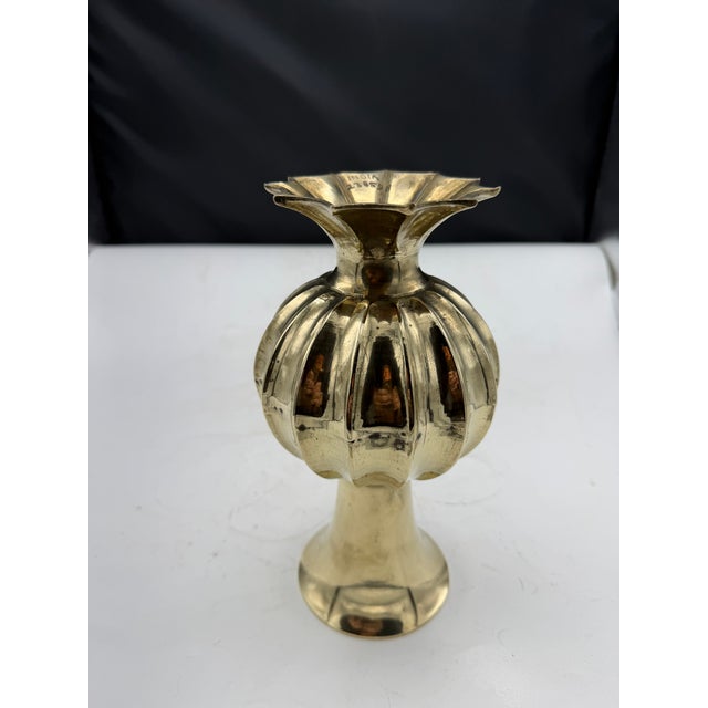 Metal Viimntage Brass Vase For Sale - Image 7 of 9