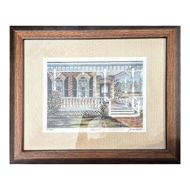 Framed Cottage Porch Limited Release Watercolor Print For Sale