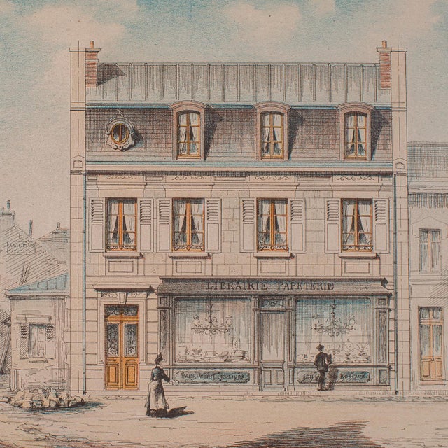 Antique Set of Architectural Plans, French, Framed Lithographs, Art, Victorian For Sale - Image 9 of 12