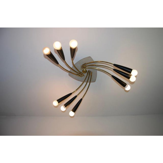 Mid-Century Brass Sputnik Ceiling Lamp, Germany, 1950s For Sale - Image 3 of 14