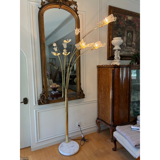 Italian Brass Glass Floor Lamp Murano For Sale - Image 13 of 13