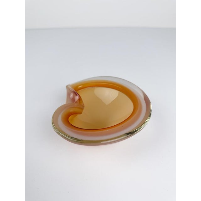 Peach-Orange Sommerso Murano Glass Shell Bowl or Ashtray by Flavio Poli for Seguso, Italy, 1970s For Sale - Image 14 of 18