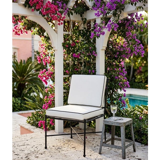 Vintage Mid-Century Style Black Wrought Iron Outdoor Lounge Chair For Sale In West Palm - Image 6 of 9
