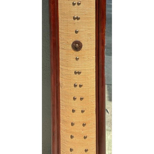 Vintage Seagrass Studded Wood Floor Mirror For Sale - Image 12 of 15