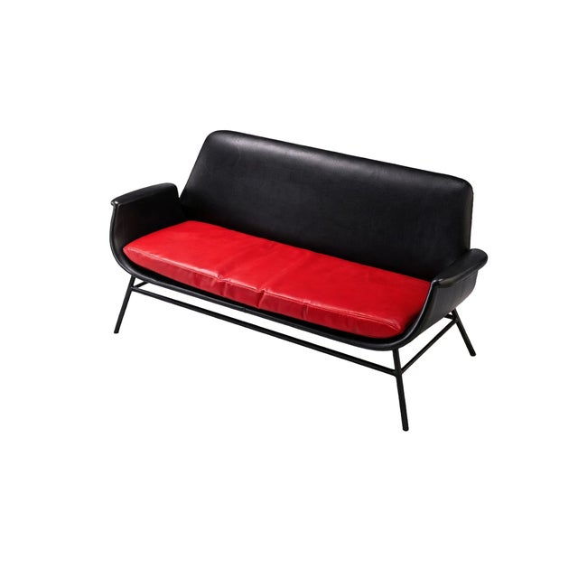 Mid-Century Leather Two-Seat Sofa, Czechoslovakia, 1960s For Sale - Image 9 of 9