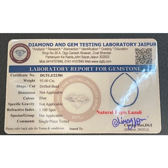 Certified Vintage Lapis Lazuli Single Strand Necklace 14 Kt Yellow Hook Clasp For Sale - Image 13 of 18