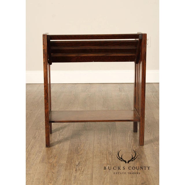 Mission Oak Arts & Crafts Magazine Stand Book Trough For Sale - Image 4 of 7