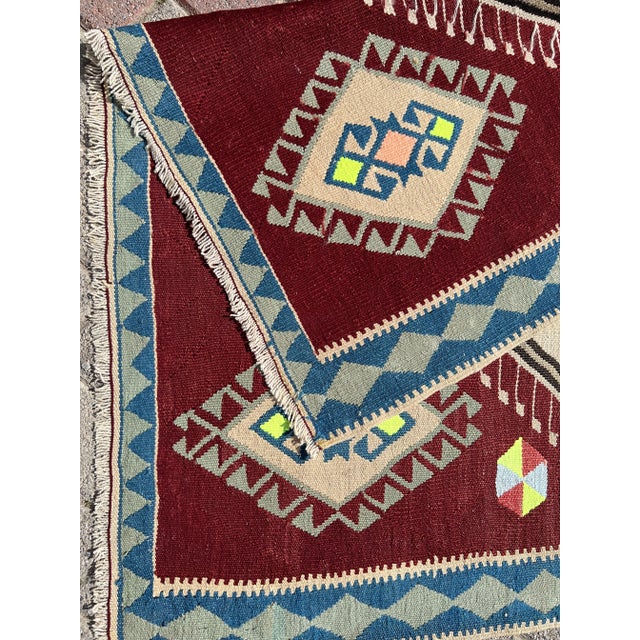 Burgundy 1960s Handmade Turkish Kilim Runner - 53" X 119" For Sale - Image 8 of 11
