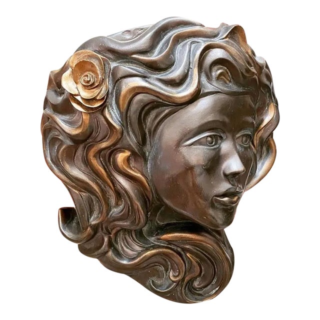Vintage 1989 Art Nouveau Goddess Wall Pocket For Sale