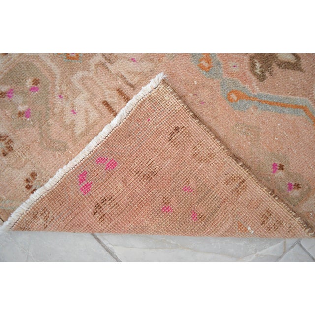 1960s Front of Bath Sink Rug Hand Made Kitchen Mat Muted Color Small Rug Laundry Room Decor - 1'10" X 3'7" For Sale - Image 11 of 18