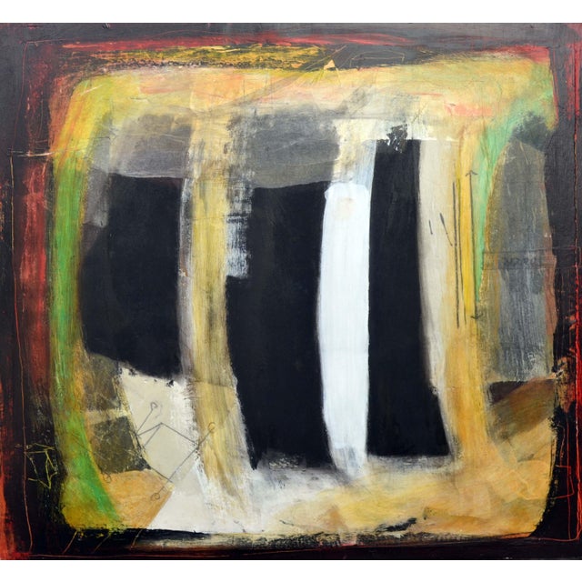 Lovely abstract titled "Luz: Tres Barras" by Tina Fuentes (American, b. 1949), 2003. Mixed media using oils and tissue...