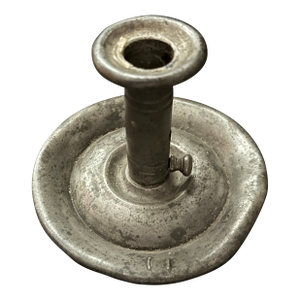 Antique Late 19th Century Pewter Chamber Stick Candlestick Holder