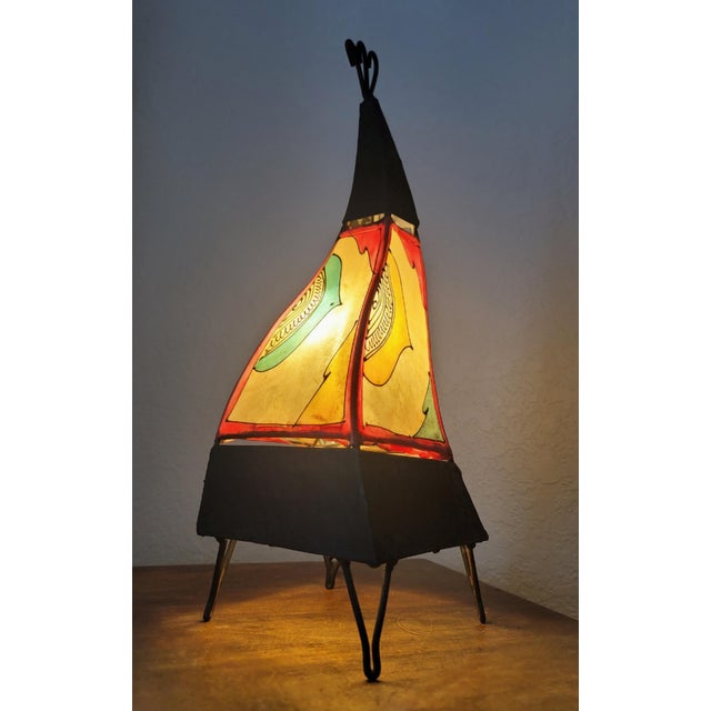 Contemporary 20" Multicolor Moroccan Traditional Henna Lamp For Sale - Image 4 of 7