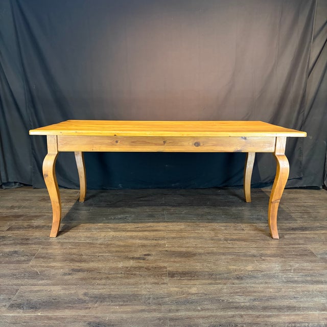 Wood French Provincial Pine Farmhouse Dining Table With Cabriole Legs For Sale - Image 7 of 7